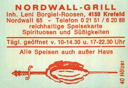 1 Altes Gasthausetikett, Nordwall-Grill, Inh. Leni Borgiel-Roosen, 4150 Krefeld, Nordwall 65 #2554 - Matchbox Labels