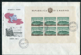 SAN MARINO 1961 EUROPA FOGLIETTO SU BUSTA FDC - Brieven En Documenten