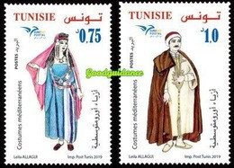 2019- Tunisia- Euromed- Costumes Of The Mediterranean - Complete Set 2 V.MNH** - Tunesien (1956-...)