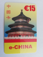 NETHERLANDS    E- CHINA      € 15,-  - TELECOM  PREPAID   ** 6369** - Schede GSM, Prepagate E Ricariche