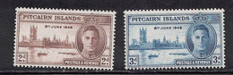 PITCAIRN ISLANDS Scott # 9-10 MH - KGVI Peace Issue 1 - Pitcairn