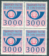 ITALIA - 1984 - 3000 Trasporto Pacchi In Concessione - Quartina - Blocco Di 4 - Nuovo - Pacchi In Concessione