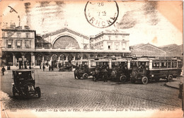 CPA 75 Paris - Bus Parisien Mercedes Devant La Gare De L'Est, Station Des Autobus Pour Le Trocadéro 1916 - Bahnhöfe Ohne Züge