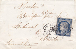 NUMERO 4 De FRANCE Sur Lettre , Scan Recto Et Verso Pour Bien Tout Voir Et Lire - 1849-1850 Ceres