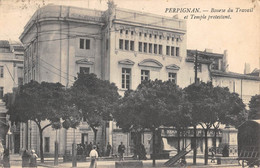 CPA 66 PERPIGNAN BOURSE DU TRAVAIL ET TEMPLE PROTESTANT (cliché Vraiment Pas Courant - Perpignan