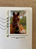 TIMBRE PERSONNALISE SUR LETTRE CHEVAL SPA - Used Stamps