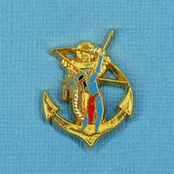 1 PIN'S //  ** INSIGNE RÉGIMENTAIRE TROUPES MARINES ** . (Y. DELSART) - Militaria