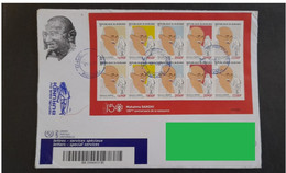 BURUNDI 2nt.Oct'2021 RED Sheetlet On 150th Birth Of Mahatma Gandhi Franked REGISTERED Cover Travelled To India - Used Stamps