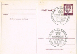 L-ALL-381 - ALLEMAGNE BERLIN Entier Postal 8 Pf Gutenberg Obl. Francfort 1er Vol Austrian Airlines 1964 - Postcards - Used