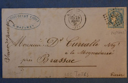 H24 FRANCE BELLE LETTRE 1871 ROCHEFORT POUR LE TARN BRASSAC + BORDEAUX N 45C + AFFRANCHISSEMENT PLAISANT - 1870 Emisión De Bordeaux