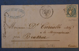 H24 FRANCE BELLE LETTRE 1871 ROCHEFORT POUR LE TARN BRASSAC + BORDEAUX N 45C + AFFRANCHISSEMENT PLAISANT - 1870 Emissione Di Bordeaux