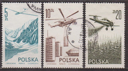 Planeur Jantar - Avion Agricole PZL -106 - POLOGNE - Hélicoptère MI-6 - Aéronautique - N° 55-56-57 - 1976 - Used Stamps