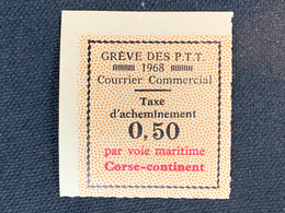Grève Des PTT 1968 Courrier Commercial Taxe D’acheminement 0,50 Par Voie Maritime Corse Continent Gomme ++ - Autres & Non Classés