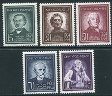 YUGOSLAVIA 1954 Cultural Personalities MNH / **.  Michel 755-59 - Unused Stamps
