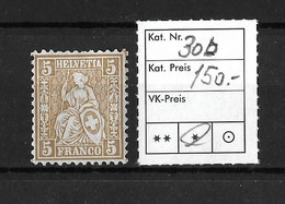 1862 Sitzende Helvetia (gezähnt)  → SBK-30b  Weisses Papier - Ongebruikt