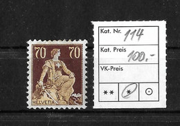 1908 Hervetia Mit Schwert → SBK-114* - Unused Stamps