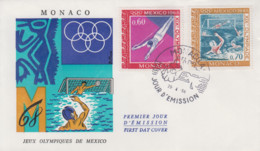 Enveloppe  FDC  1er  Jour  MONACO  Jeux  Olympiques  MEXICO   1968 - Verano 1968: México