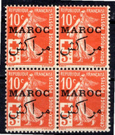 MAROC (Protectorat Français) - 1915 - Bloc De 4 Du N° 61 - 10 C. + 5 C. Rouge - (Au Profit De La Croix-Rouge) - Nuevos