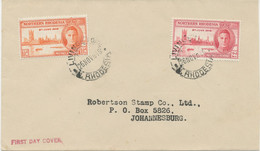 NORTHERN RHODESIA 1946 King George VI VICTORY Set On Superb FDC To South-Africa - Northern Rhodesia (...-1963)