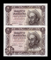 España Pareja 1 Peseta Quijote De La Mancha 1951 Pick 139 Sin Serie SC UNC - 1-2 Pesetas