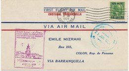 PANAMA CANAL ZONE 21.6.1929, Very Rare Superb First Flight F.A.M. 5 "CRISTOBAL, Canal Zone - BARRANQUILLA, Colombia", - Panama