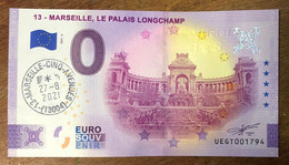 2021 BILLET 0 EURO SOUVENIR DPT13 MARSEILLE LE PALAIS LONGCHAMP + TAMPON ET TAMPON SEC PAPER  0 EURO SCHEIN BANKNOTE - Essais Privés / Non-officiels