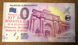 2017 BILLET 0 EURO SOUVENIR DPT 75 PARIS PALAIS DE LA DÉCOUVERTE + TAMPON N°2 ZERO 0 EURO SCHEIN BANKNOTE MONEY BANK - Essais Privés / Non-officiels