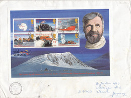 British Antarctic Territory (BAT) 2000 Sir Vivian Fuchs M/s Used On Cover Ca Halley 4 FE 01 (F9030) - Used Stamps