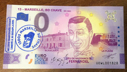 2021 BILLET 0 EURO SOUVENIR DPT 13 MARSEILLE BD CHAVE FERNANDEL + TAMPON PAPER MONEY 0 EURO SCHEIN BANKNOTE - Privéproeven