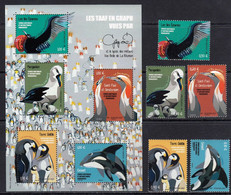 TAAF 2021 Fauna Birds Penguins Dolphin SS + 5v MNH - Pinguini