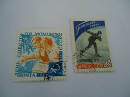 RUSSIA   USED  STAMPS  2 SPORTS   SKIER - Otros & Sin Clasificación