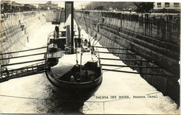 PC PANAMA, PANAMA CANAL, BALBOA DRY DOCKS, Vintage REAL PHOTO Postcard (b29285) - Panama