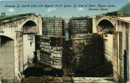 PC PANAMA, PANAMA CANAL, END OF PEDRO MIGUEL LOCKS, Vintage Postcard (b29288) - Panama