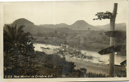 PC PANAMA, USS NEW MEXICO IN CULEBRA CUT, Vintage REAL PHOTO Postcard (b29582) - Panama