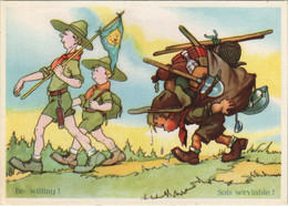PC SCOUTING, BE WILLING, SOIS SERVIABLE, Vintage Postcard (b28477) - Scoutisme