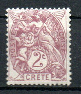 Col24 Colonies Crete N° 2 Neuf X MH Cote 3,00 € - Unused Stamps