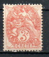 Col24 Colonies Crete N° 3 Neuf X MH Cote 3,00 € - Unused Stamps