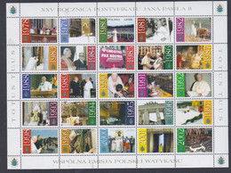 Pologne N° 3770 / 94 F XX 25è Anniv. Du Pontificat De S. S. Jean Paul II Les 25 Vals  Se Tenant En 1 Feuille Ss Ch., TB - Full Sheets