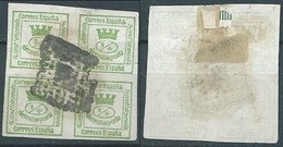 ESPAGNE SPANIEN SPAIN ESPAÑA 1872-73 I REPUBLIC ARMS CROWN CORONA BLOCK 4/4 CÉNTIMOS ED 130 MI 124 YT 140 SG 186 SC 190A - Used Stamps