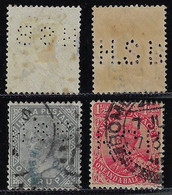 India 1900s / 1910s 2 Stamp Perfin HSB H.S.B. By Hong Kong & Shanghai Banking Corporation From Calcutta Lochung Perfore - Non Classés