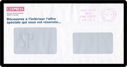 France Flamme Rose Budapest 1005 Pictorical Cancellation Port Payé Flamula Taxe Perçué L'Express Abonnements Budapest - Franchise