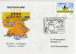 50140 - Bund - 2005 - 55Pfg. Plusbrief "Postzusteller" M. SoStpl. SACHRANG - DEUTSCHLAND-TOUR 2005 -> Schwabenheim - Radsport