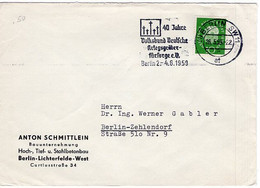 50151 - Berlin - 1959 - 10Pfg. Heuss III EF A. Bf. M. MaschStpl. BERLIN - 40 JAHRE VOLKSBUND -> Berlin - Lettres & Documents