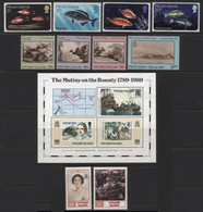 Pitcairn Islands (17) 1970 - 1990. 3 Sets & 1 Miniature Sheet. Mint. Hinged. - Pitcairn