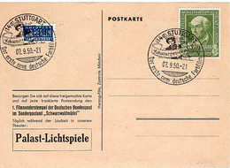 50182 - Bund - 1950 - 10Pfg. Paracelsus EF A. Blanko-AnsKte. M. SoStpl. STUTTGART - DER ERSTE NEUE DEUTSCHE FARBFILM - Kino