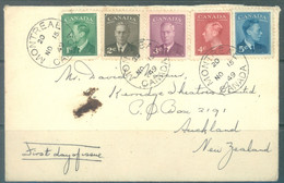 CANADA - 20.11.1949 - FDC - GEORGE VI - FROM MONTREAL TO AUCKLAND - Mi 250A-251A 235A-A255 Yv 231-235 - Lot 24120 - ....-1951