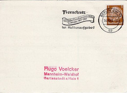 50241 - Deutsches Reich - 1941 - 3Pfg. Hindenburg A. DrucksKte. BERLIN - TIERSCHUTZ ... IST KULTURAUFGABE -> Mannheim - Protección Del Medio Ambiente Y Del Clima