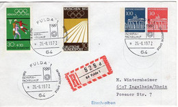 50246 - Bund - 1972 - 30&100Pfg. Brandenburger Tor PGA-Umschl. M. SoStpl. FULDA - OLYMPIA-FACKELLAUF -> Ingelheim - Sommer 1972: München