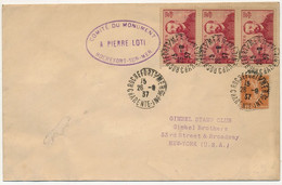 FRANCE - N° 353 X3 Et 25c Semeuse Sur Lettre De Rochefort Sur Mer 26/8/1937 - Cachet Privé Comité Monument A Pierre Loti - Storia Postale