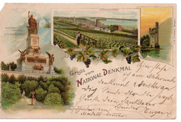 53287 - Deutsches Reich - 1901 - Color-AnsKte. "Gruss Vom National-Denkmal (Niederwald)" (li.o. Eckmgl.) - Ruedesheim A. Rh.